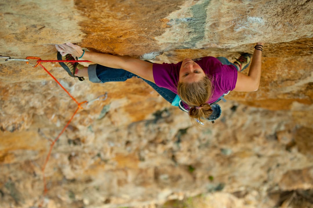 Whitney climbing in Sicily. Photo: Andrew Burr