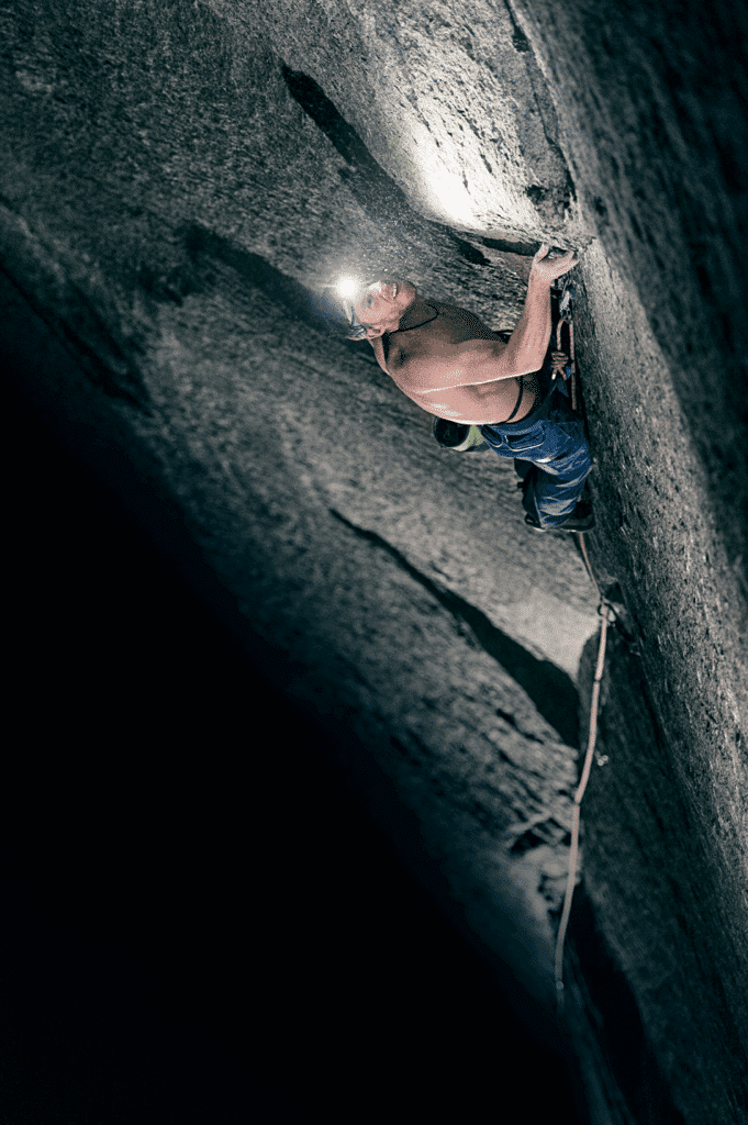 Tommy Caldwell sent the last 5.14 pitch of the Dawn Wall, pitch 17, last night. Photo Corey Rich